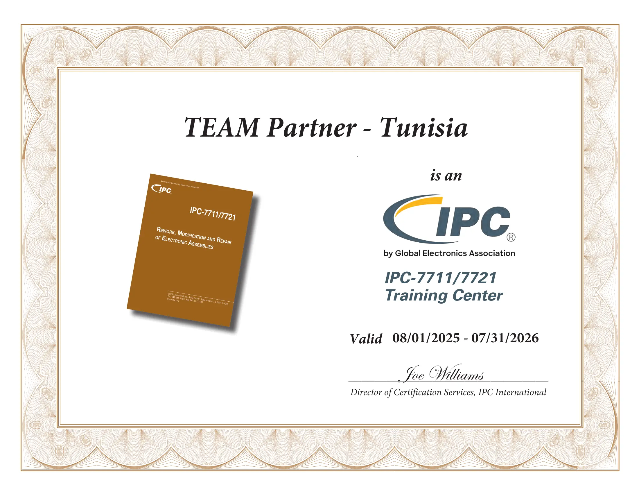 Accréditation IPC 7711 7721 TEAM Partner Tunisia
