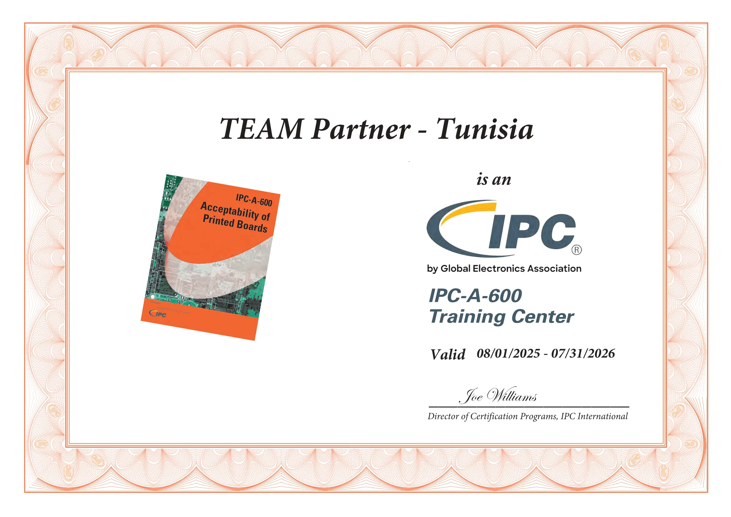 Accréditation IPC-A-600 TEAM Partner Tunisia