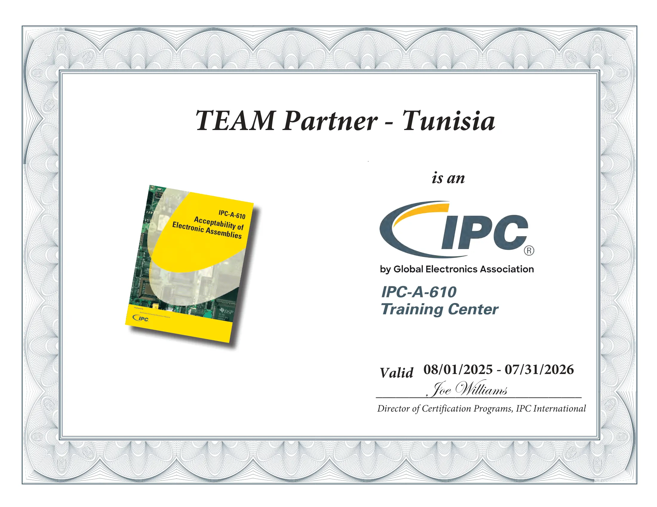 Accréditation IPC-A-610 TEAM Partner Tunisia