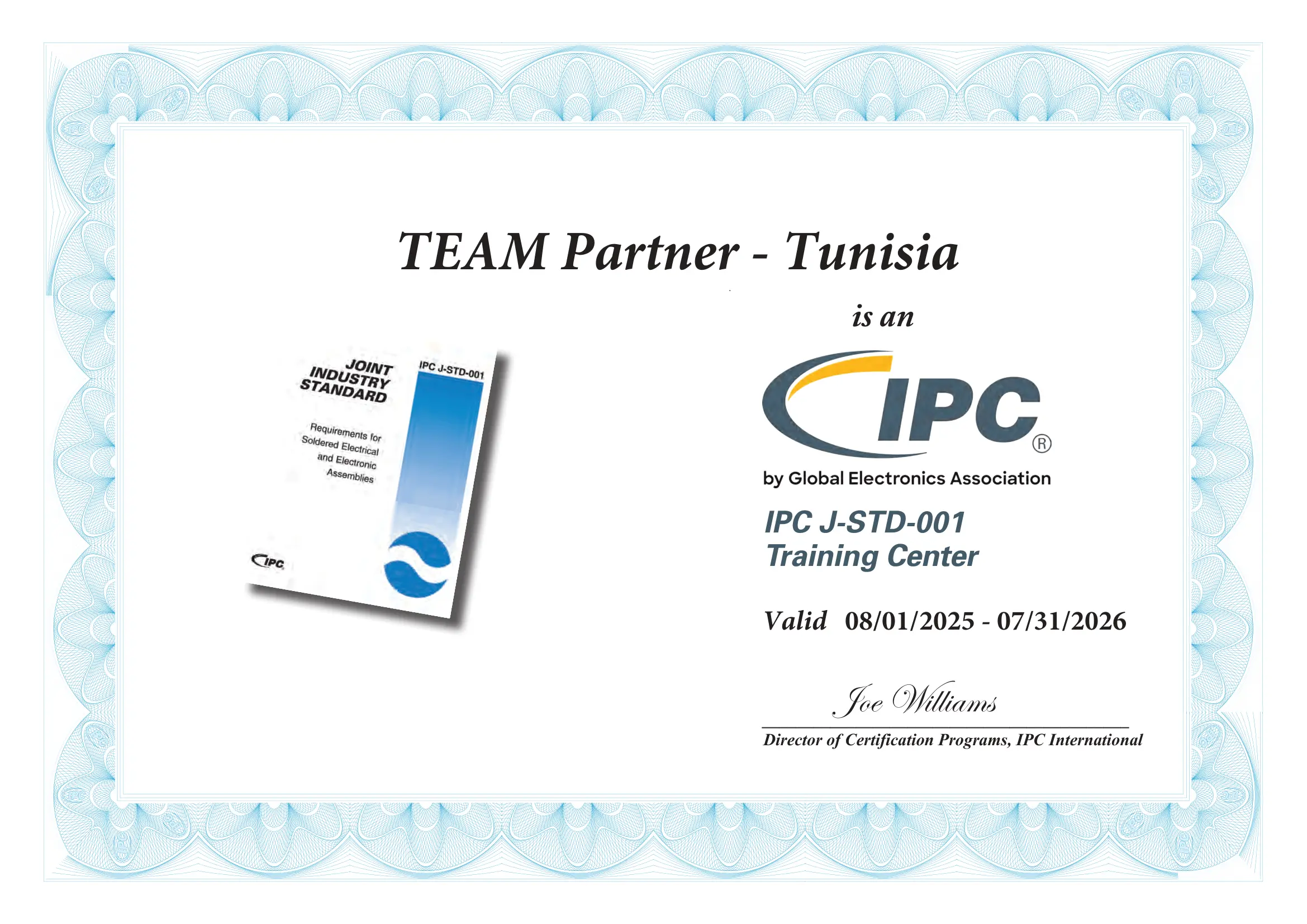 Accréditation IPC J-STD-001 TEAM Partner Tunisia